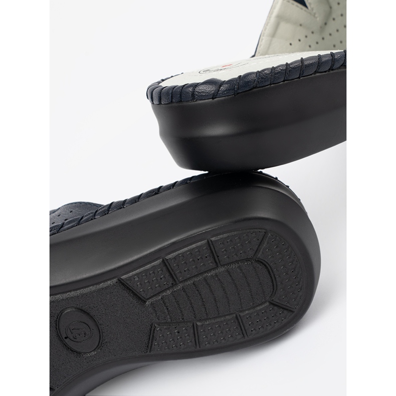 J. Star Flip Flip con un inserto in pelle blu navy 1