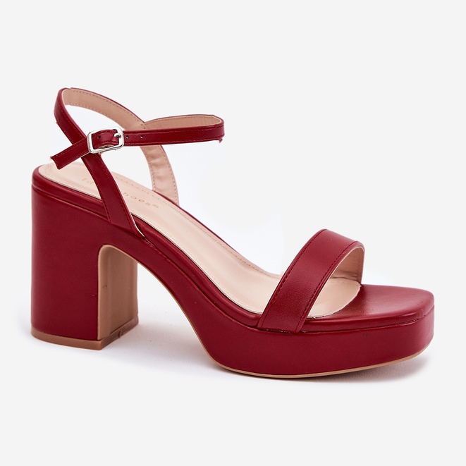 Sandali in pelle Eco sul post bordeaux rosso 1