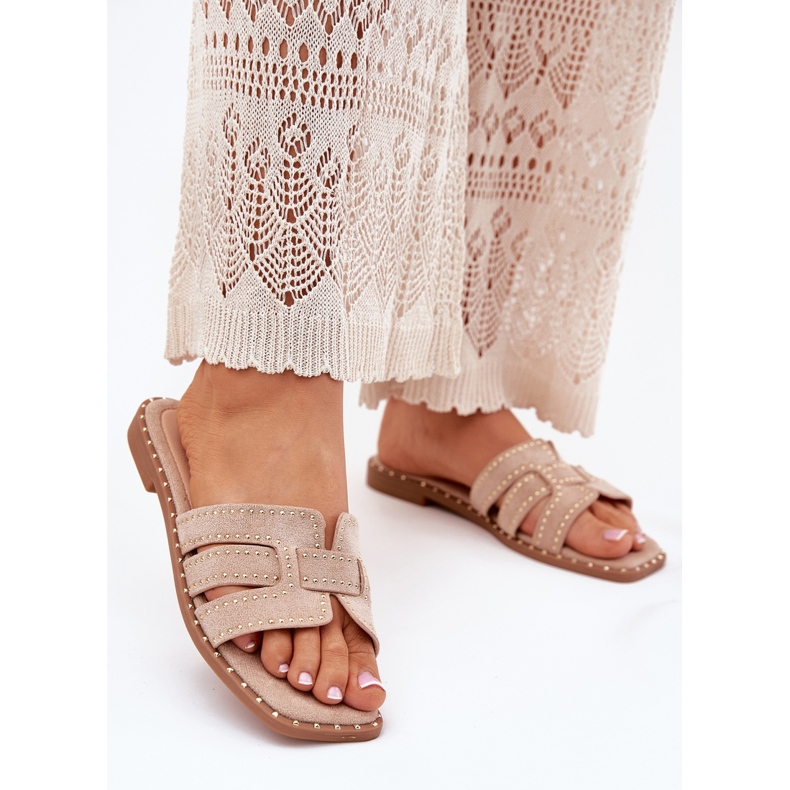 Flop a ruote a copertura piatto decorato kaki beige 2