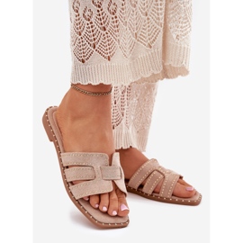 Flop a ruote a copertura piatto decorato kaki beige 1