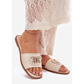 Infradito da donne piatti con dettaglio decorativo beige 1