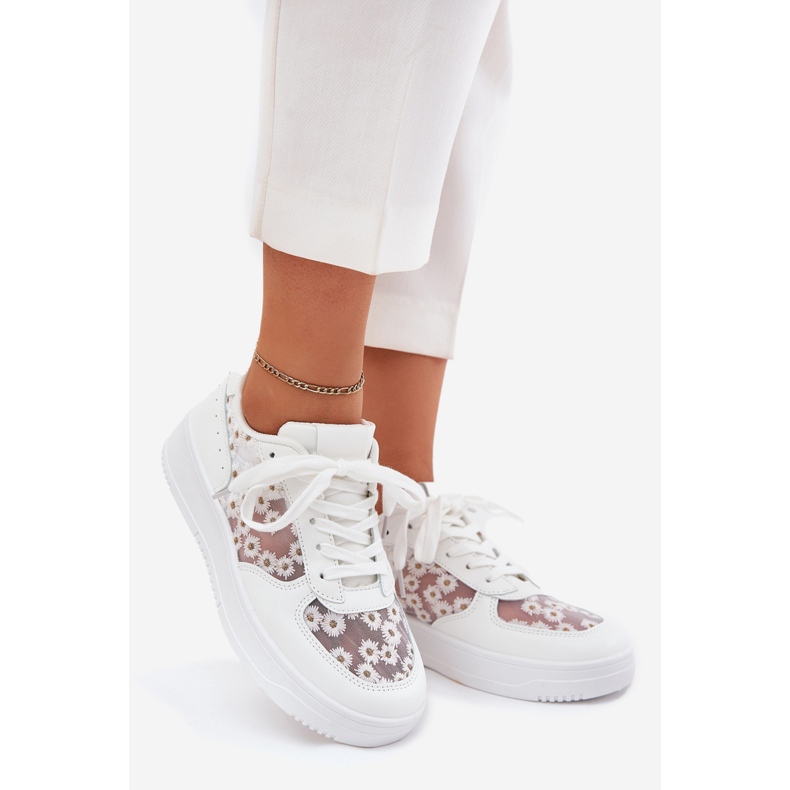 Sneaker da donna Mesh White Stokrotki bianco 1