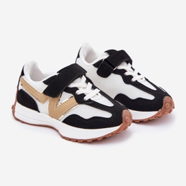 Sneaker per bambini con velcro bianco e bianco nero 1