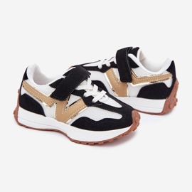 Sneaker per bambini con velcro bianco e bianco nero 2