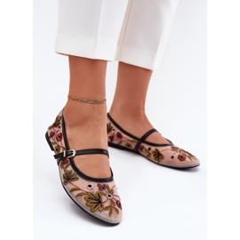 Ballerine con ricamo e cintura nera nero 2