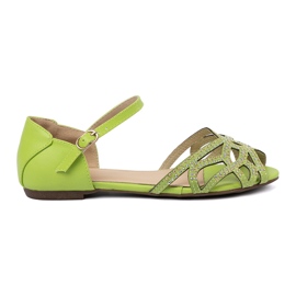 Shelvt Sandali femminili verdi con zirconi verde 1