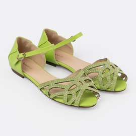 Shelvt Sandali femminili verdi con zirconi verde 2