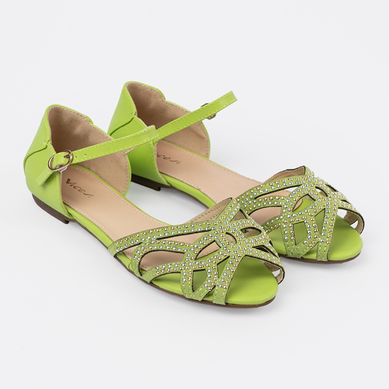 Shelvt Sandali femminili verdi con zirconi verde 2