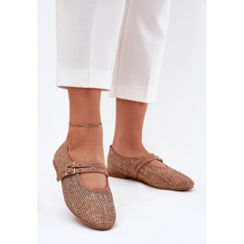 Ballerinas con treccia e kaki strisce marrone 2