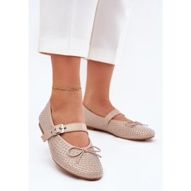 Ballerine decorate con fiocco e cintura beige 2
