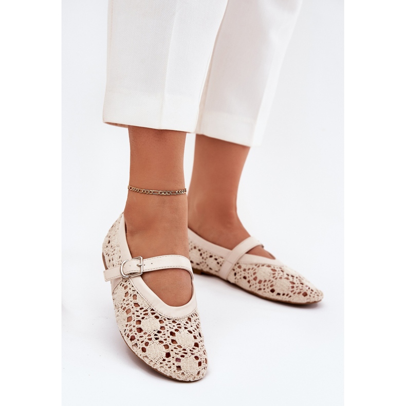 Ballerine aperte con cintura beige 2