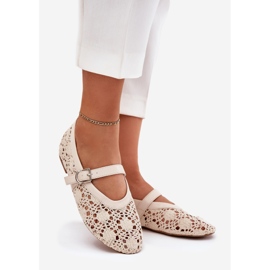 Ballerine aperte con cintura beige 1