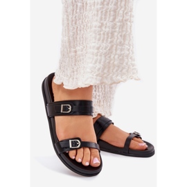 Infradito Da Donna Con Fibbie, Nero 1