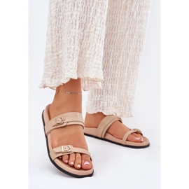 Infradito Da Donna Con Fibbie Beige 2