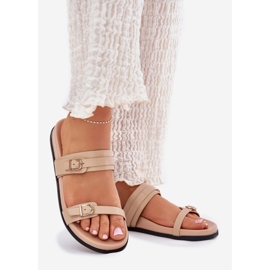 Infradito Da Donna Con Fibbie Beige 1