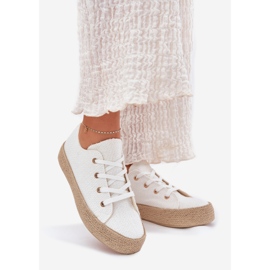 Sneaker femminili sulla piattaforma con treccia bianca 1