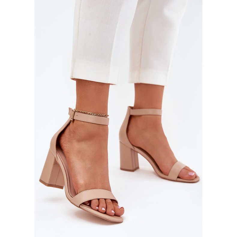 Sandali da donna in pelle eco sul post beige 2