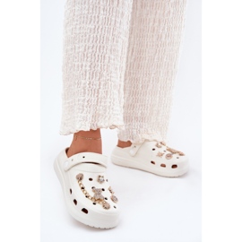 Flip di schiuma femminile con spille bianche bianco 2