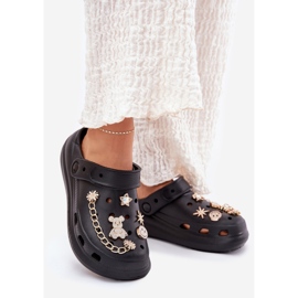 Pantofole di schiuma da donna con spille nere nero 1