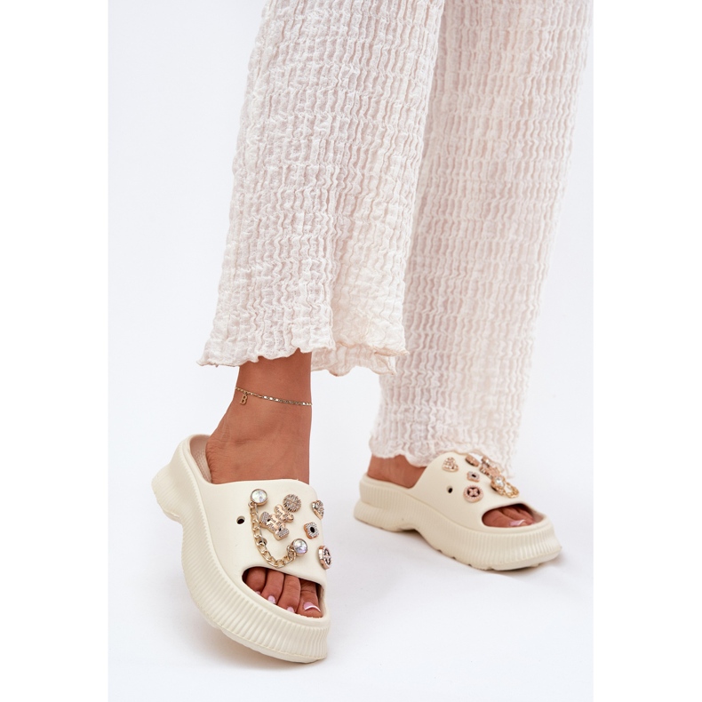 Flip di schiuma femminile con mendicante leggero per spilli dorati beige 2