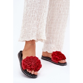 Infradito da donna con fiori materiali rossi rosso 2