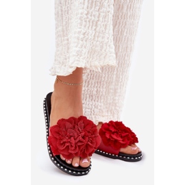 Infradito da donna con fiori materiali rossi rosso 1