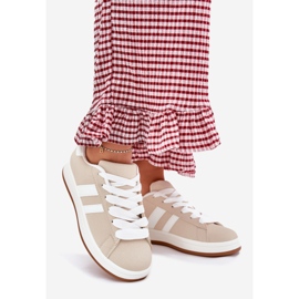 Scarpe sportive da donna con sneaker con beige in pelle ecologica 1