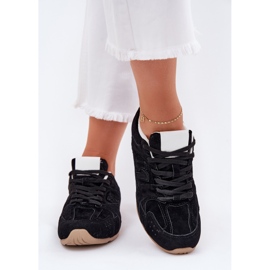 Scarpe sportive femminili con eco scamosciata nera nero 2