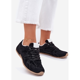 Scarpe sportive femminili con eco scamosciata nera nero 1