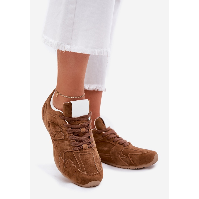 Scarpe sportive femminili con cammello ecologio marrone 1