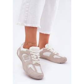 Scarpe sportive femminili con bianco e beige 2