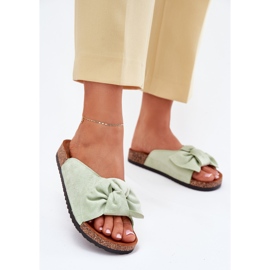 Le pantofole da donna sulla suola di sughero con un arco di menta verde 2