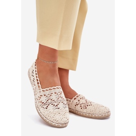 Espadrille di pizzo in pizzo beige 1
