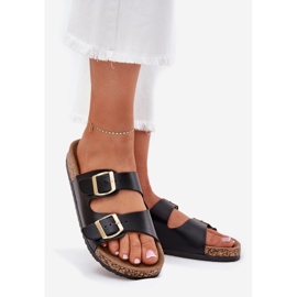 EVento Infradito da donna con fibbie in pelle eco nero 1