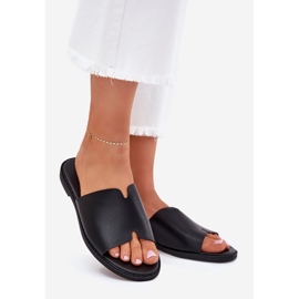 EVento Flip infradito da donna con pelle a ruota piatta nera nero 1