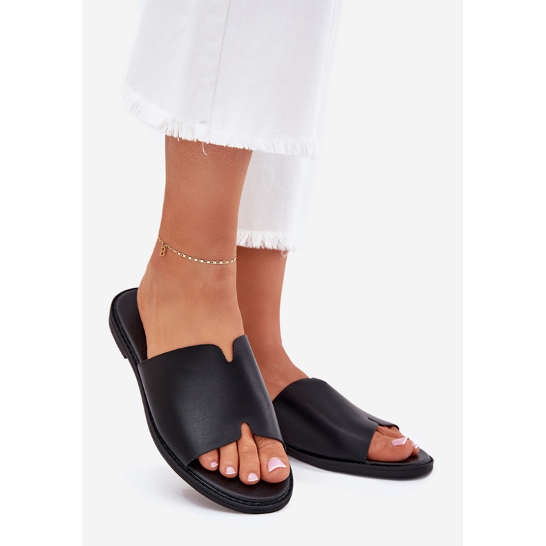 EVento Flip infradito da donna con pelle a ruota piatta nera nero 1