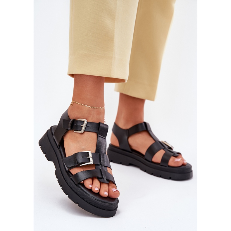 EVento Sandali da donna in pelle Eco con morsetti neri nero 2