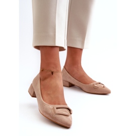 S.Barski Pompe da donna con un ornamento eco-part S. Barski Kv27-034 beige 2