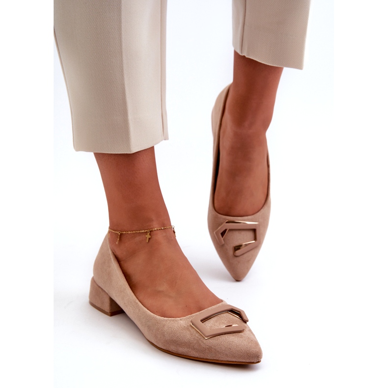 S.Barski Pompe da donna con un ornamento eco-part S. Barski Kv27-034 beige 3
