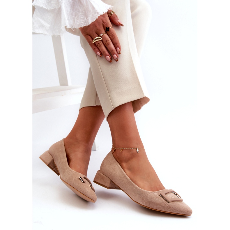 S.Barski Pompe da donna con un ornamento eco-part S. Barski Kv27-034 beige 4
