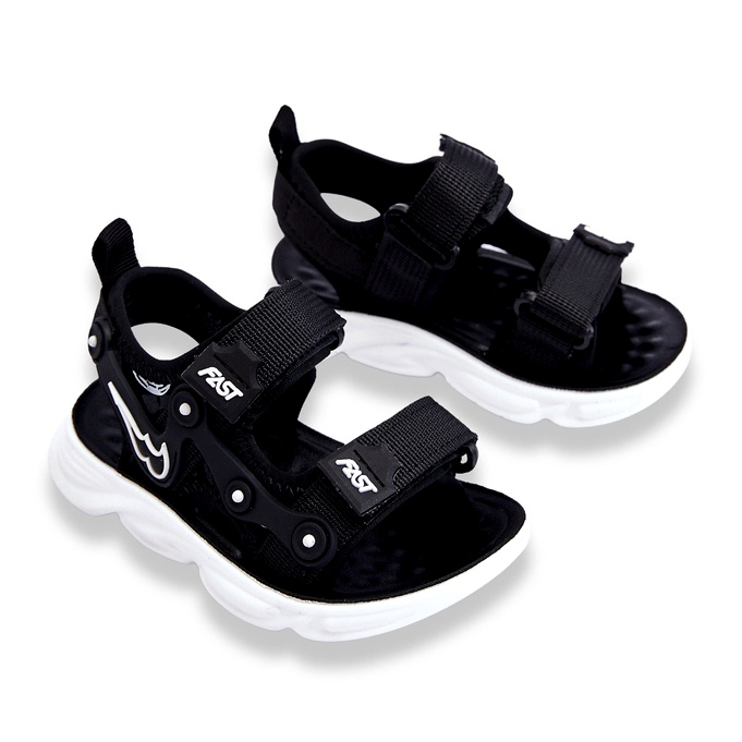 Sandali con velcro Tobias Boys in bianco e nero 1