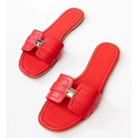 Pantofole da donne rosse con un ornamento sulla cintura rosso 2