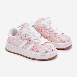 Scarpe sportive per ragazze brillanti con cuori rosa 1