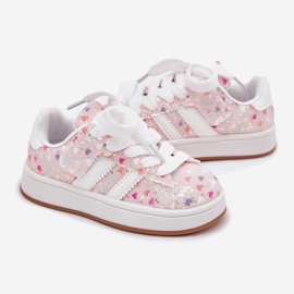 Scarpe sportive per ragazze brillanti con cuori rosa 2