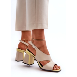 S.Barski Sandali da donna con tacco alto Beige D&amp;A MR38-153 3