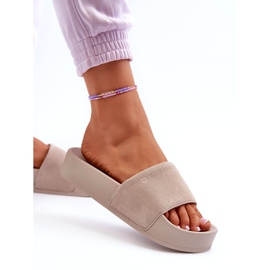 Ciabatte in pelle scamosciata da donna sulla piattaforma Big Star NN274A671 Beige 3