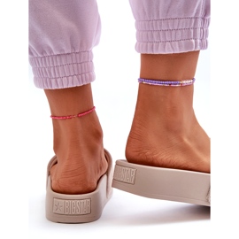 Ciabatte in pelle scamosciata da donna sulla piattaforma Big Star NN274A671 Beige 4