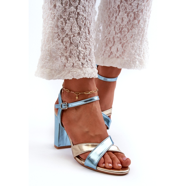 Seastar Sandali tacco alto in ecopelle Blu e Oro Abilica 3