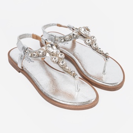 Shelvt Sandali piatti in argento con zirconi d'argento 2