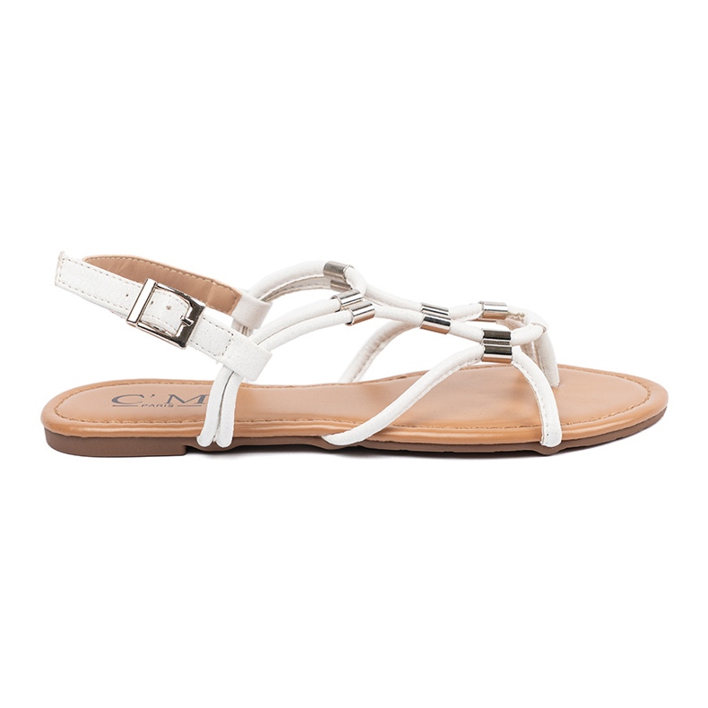 Sandali bianchi di flip -flop con decorazioni bianco 2
